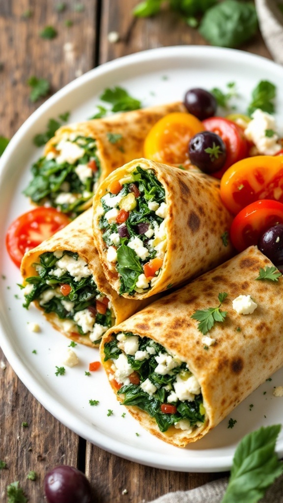 Savory Spinach and Feta Breakfast Wraps