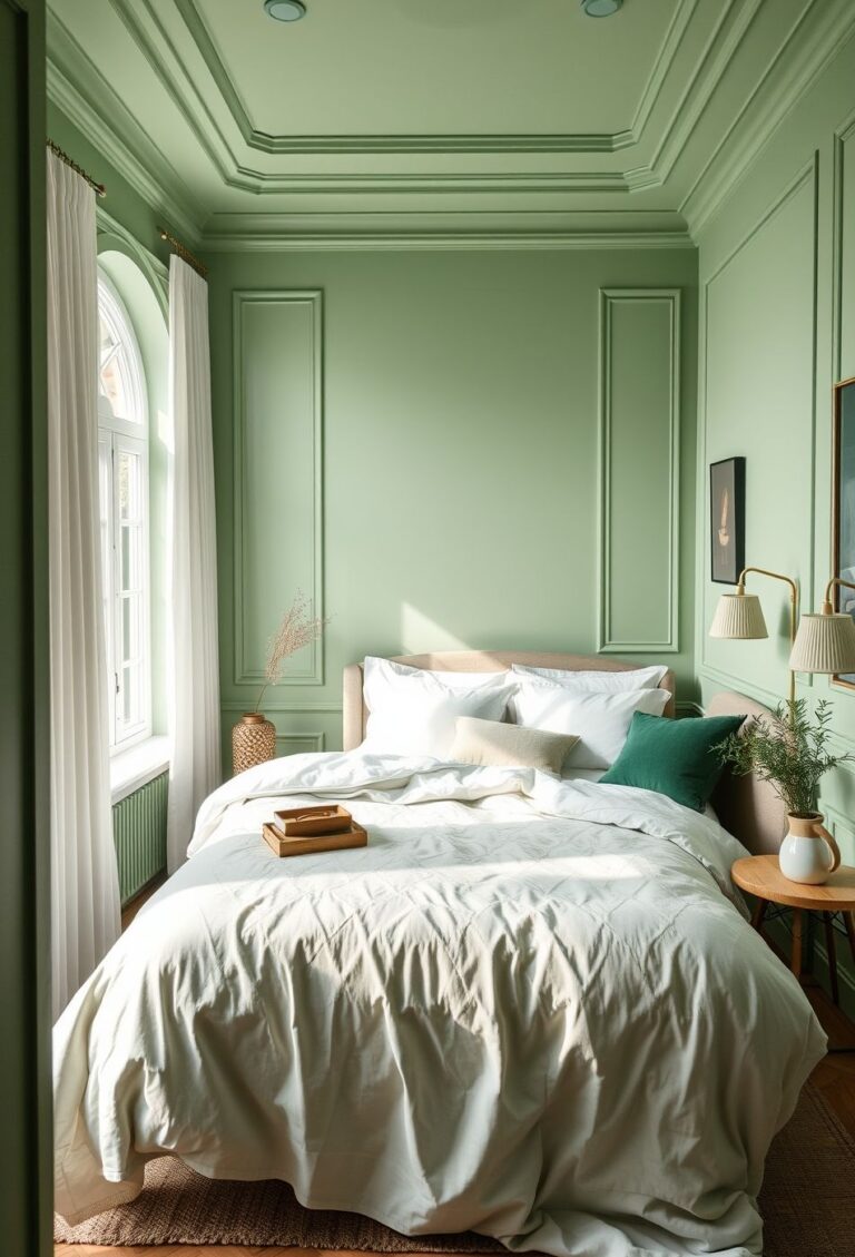 28 green cozy bedroom