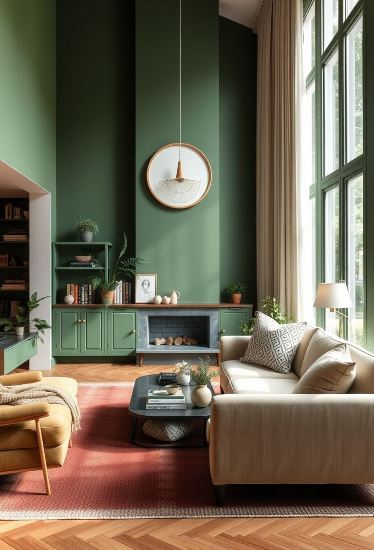 32 green cozy living room