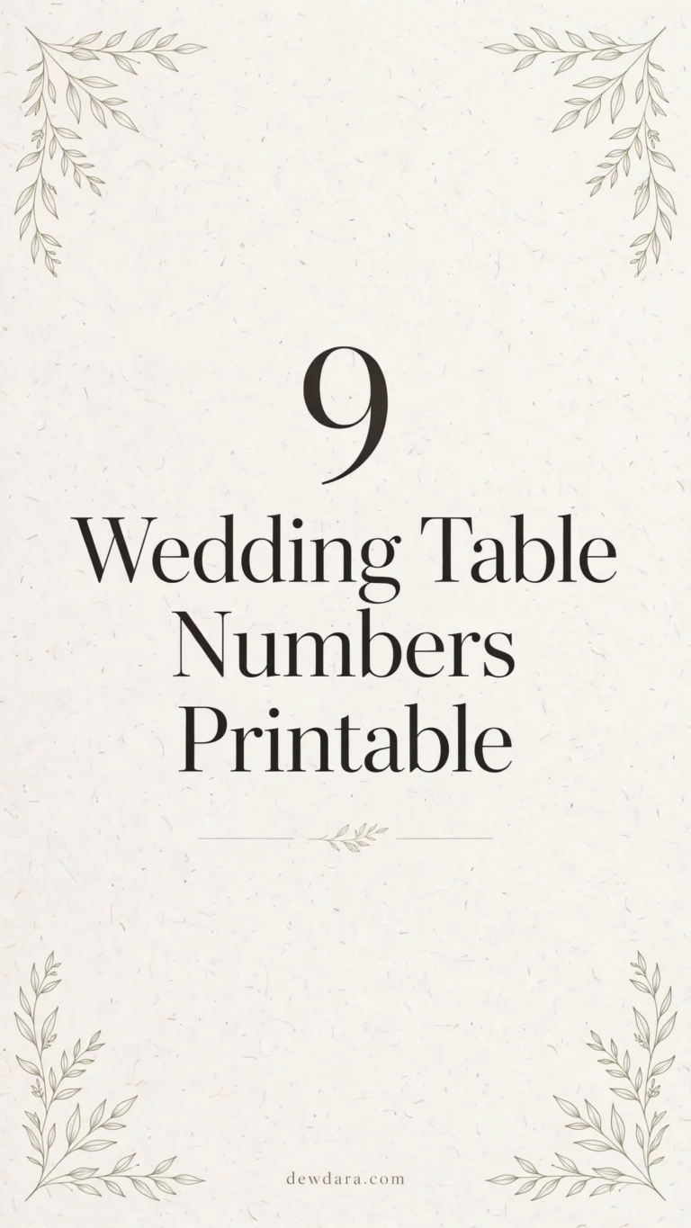 9 wedding table numbers printable
