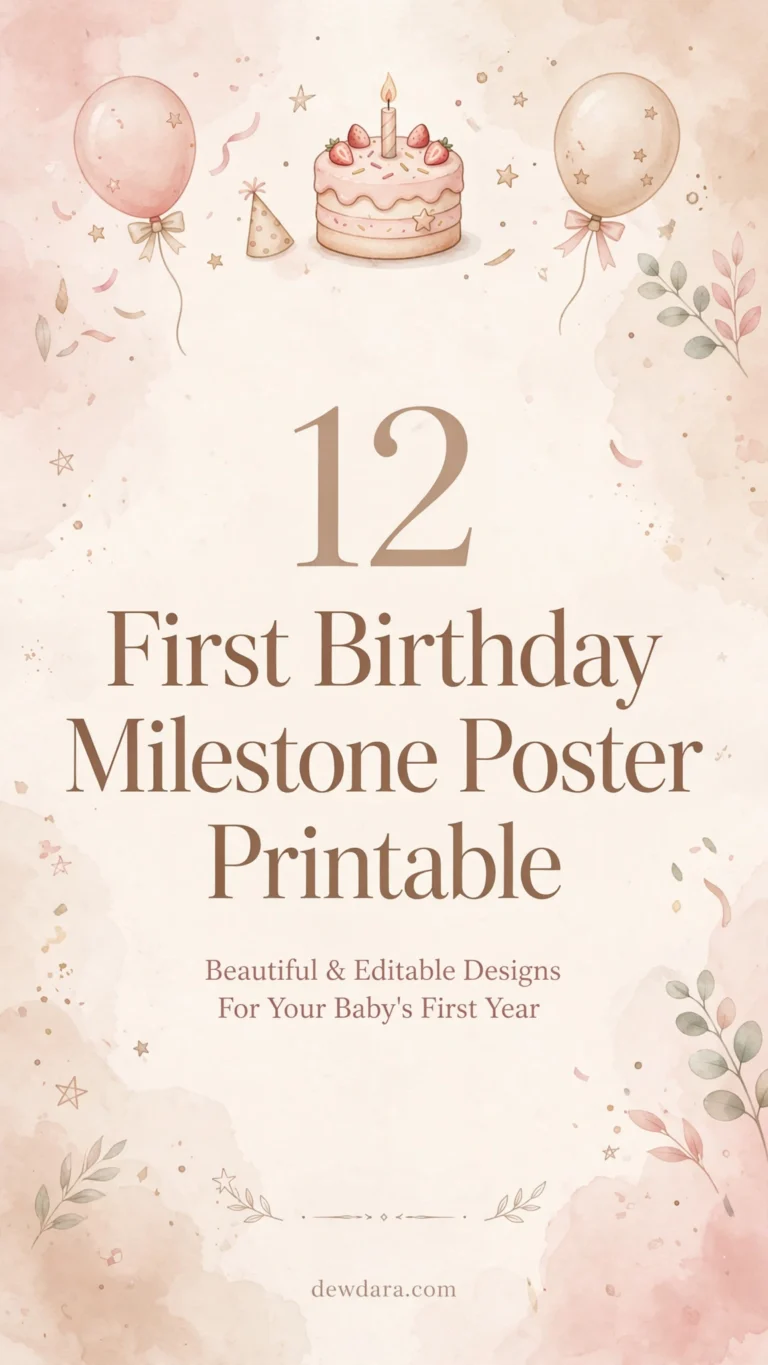 12 first birthday milestone poster printable