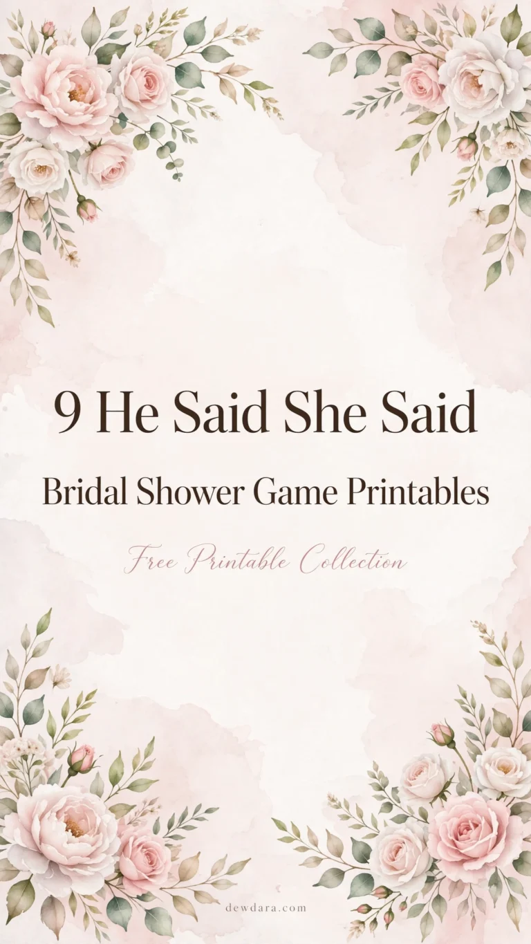 9 He Said She Said Bridal Shower Game Printable