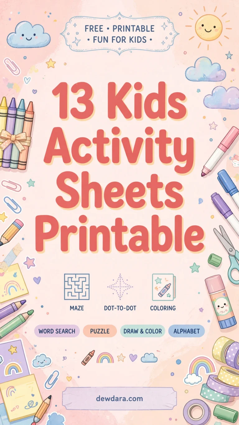 13 Kids Activity Sheets Printable