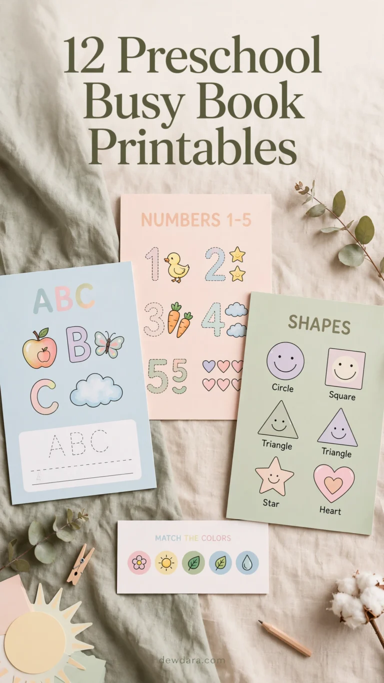 12 Preschool Busy Book Printable