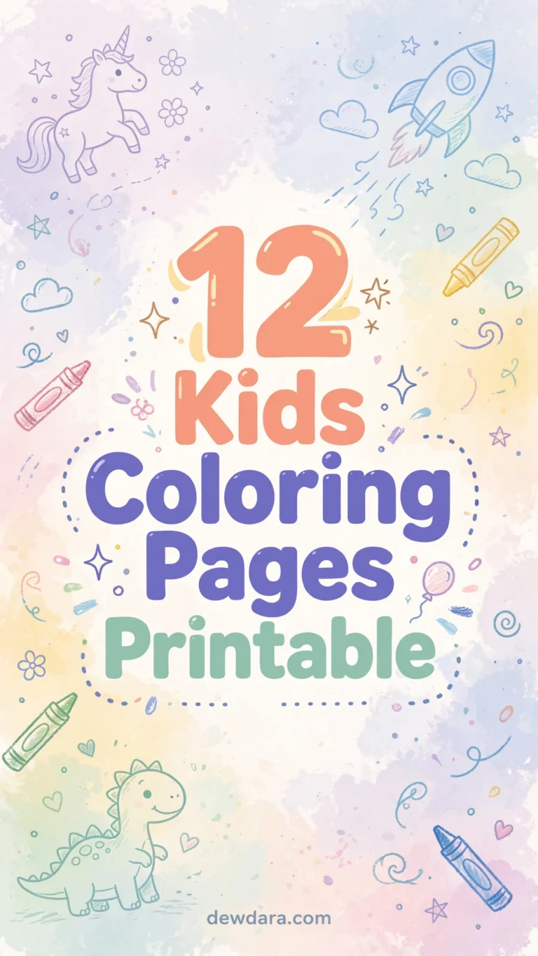 12 Kids Coloring Pages Printable