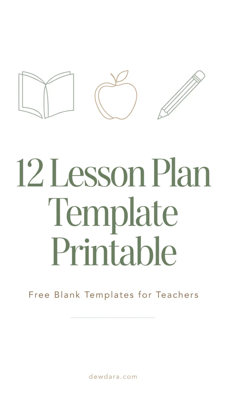 12 Lesson Plan Template Printable
