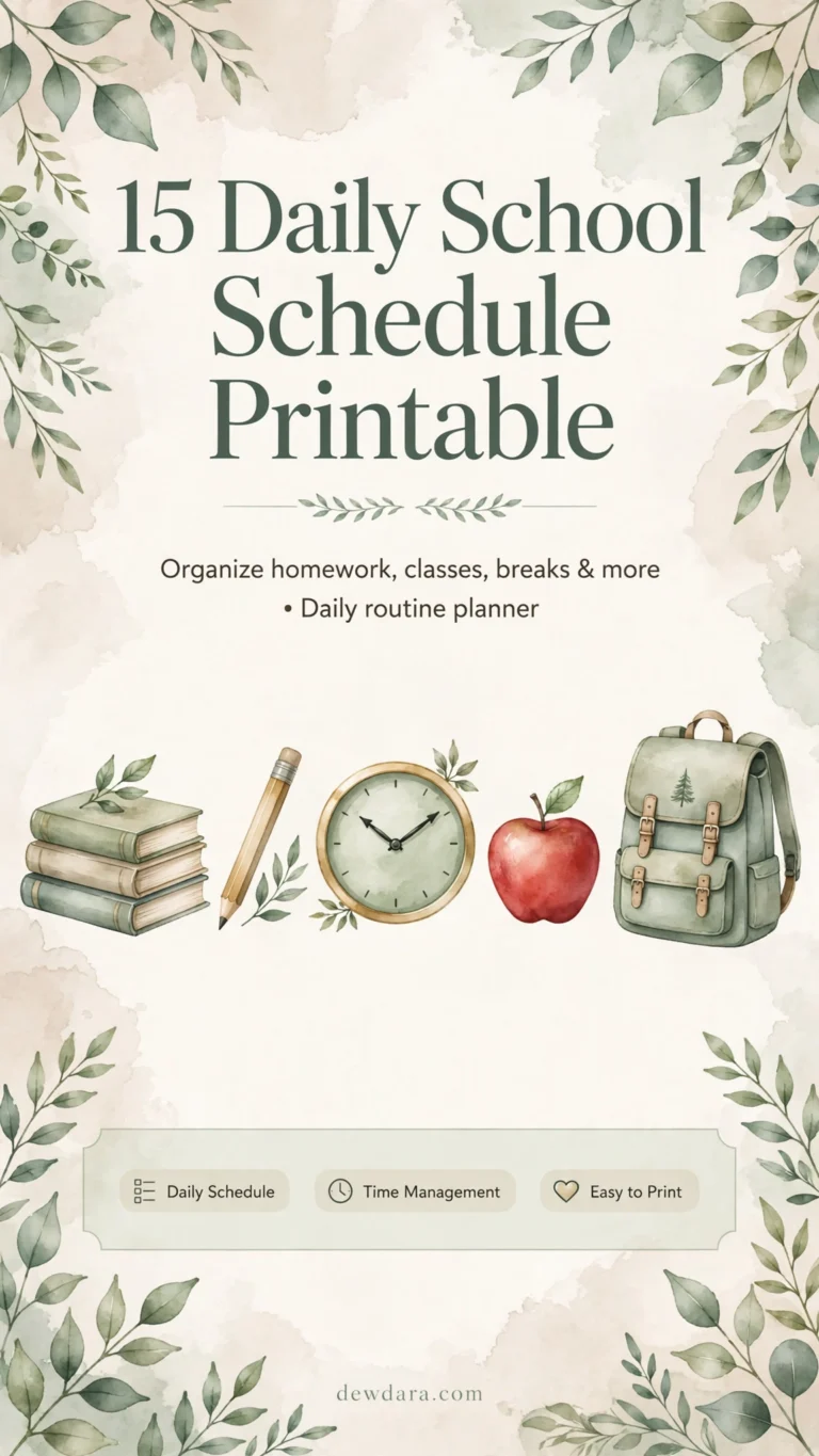 15 Daily School Schedule Printable