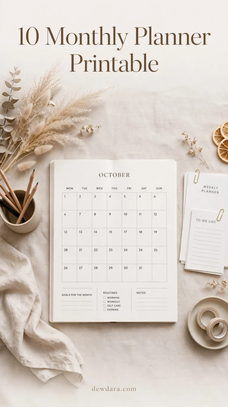 10 Monthly Planner Printable