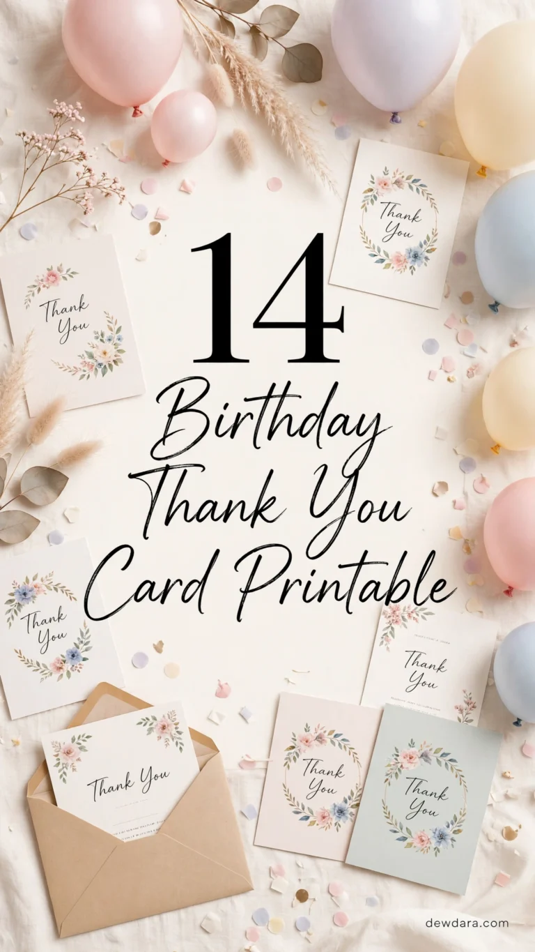 14 birthday thank you card printable