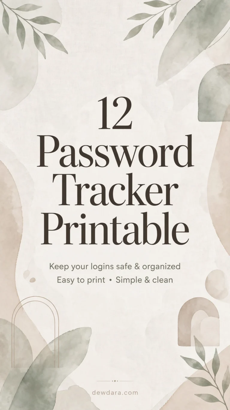 12 Password Tracker Printable