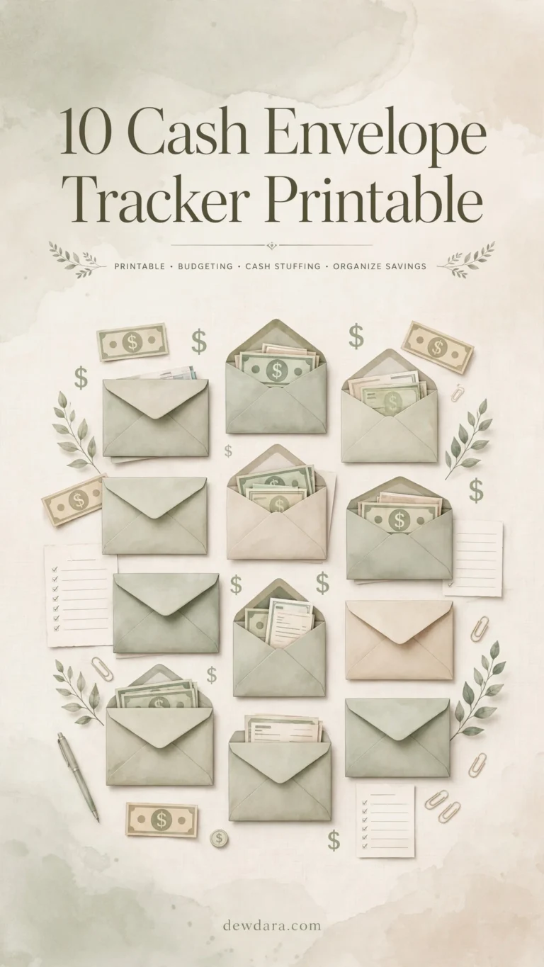 10 Cash Envelope Tracker Printable