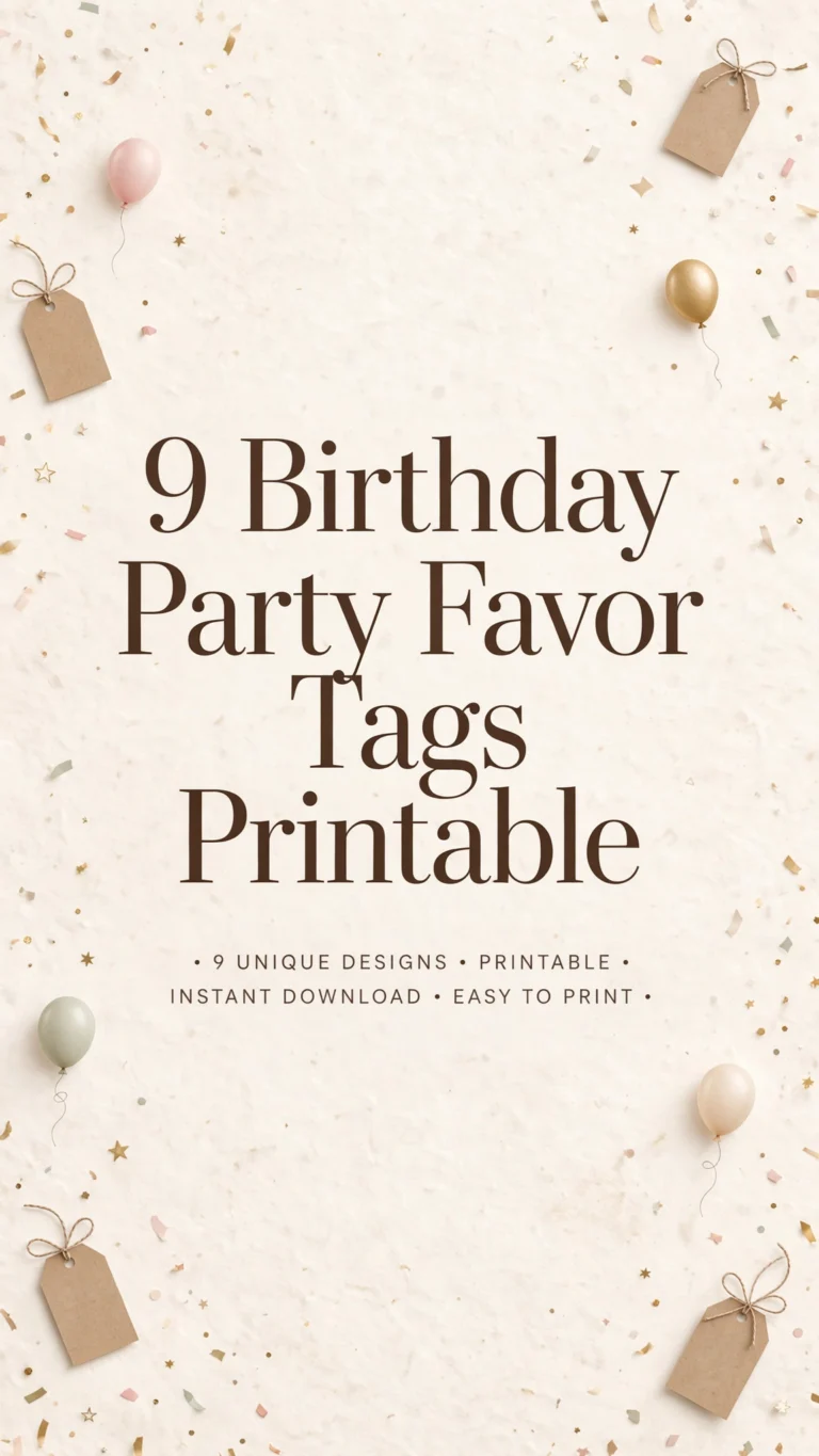 9 birthday party favor tags printable