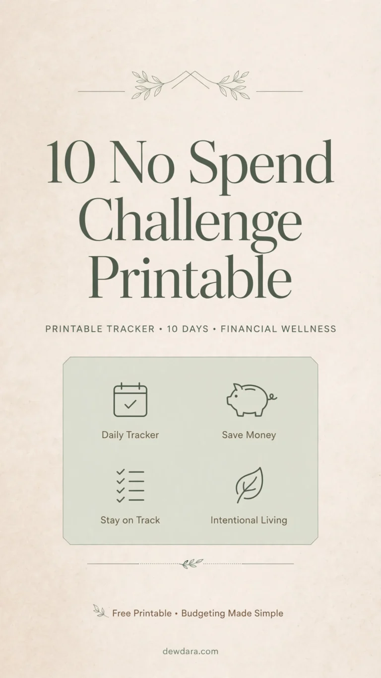 10 No Spend Challenge Printable