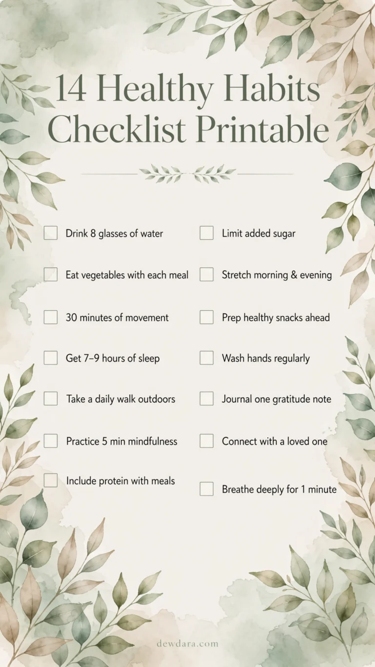 14 Healthy Habits Checklist Printable