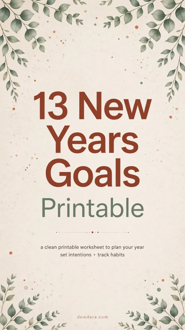 13 New Years Goals Printable