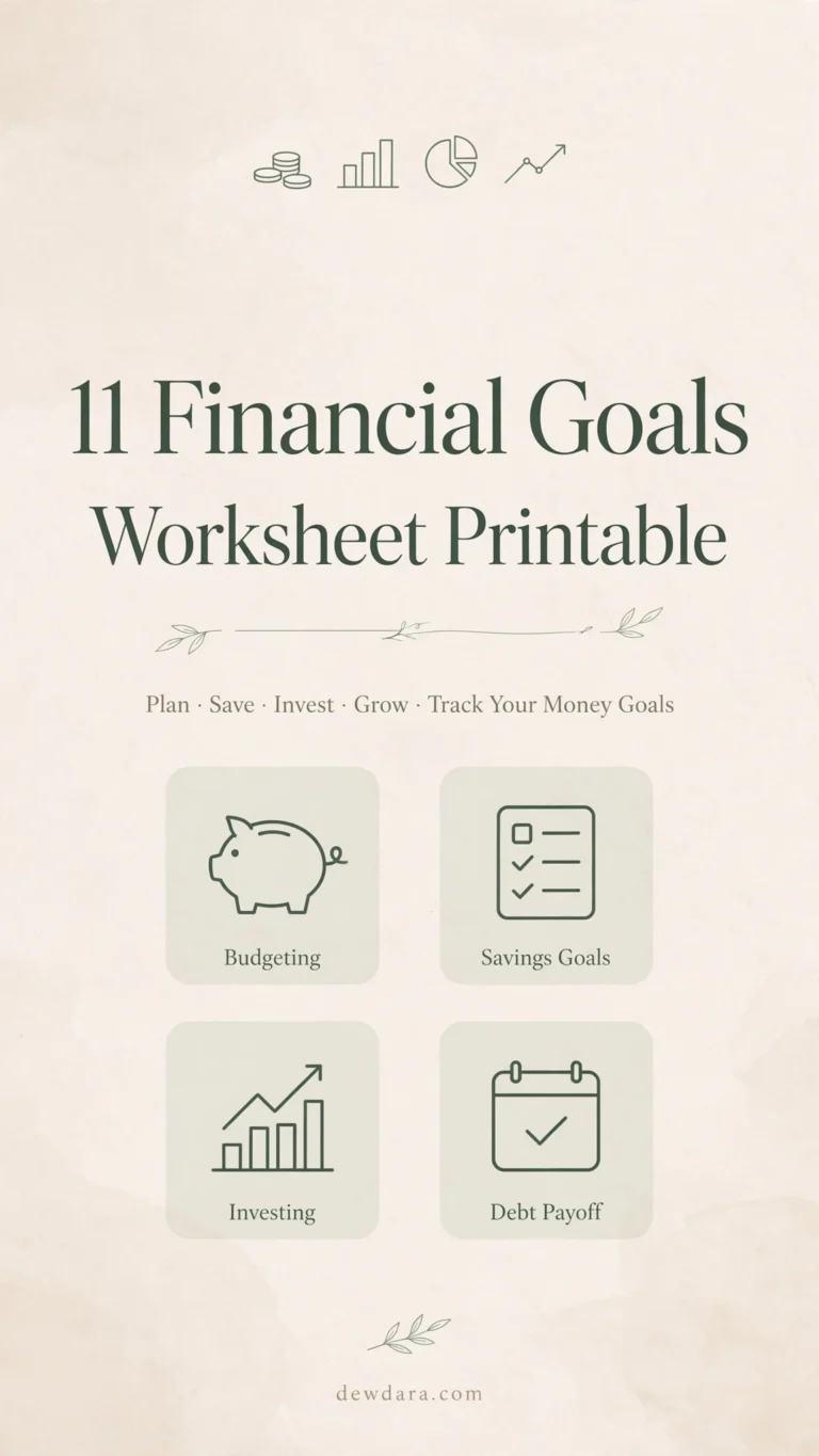 11 Financial Goals Worksheet Printable