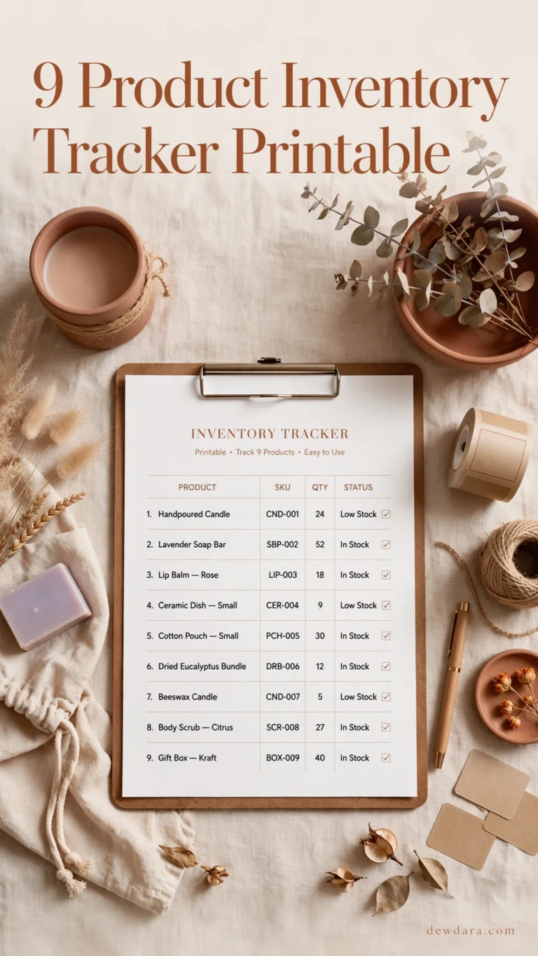 9 Product Inventory Tracker Printable
